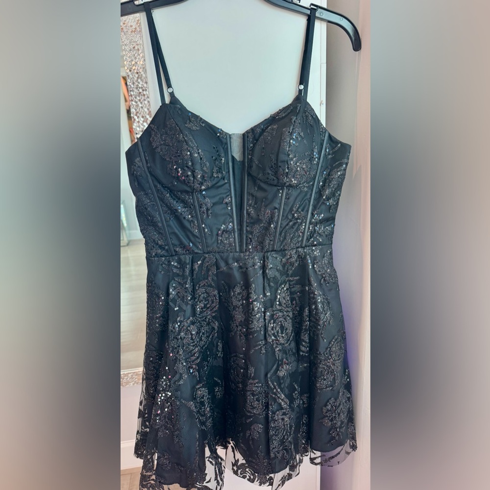 Blondie Nites Black Sequin Embellished Homecoming Dress